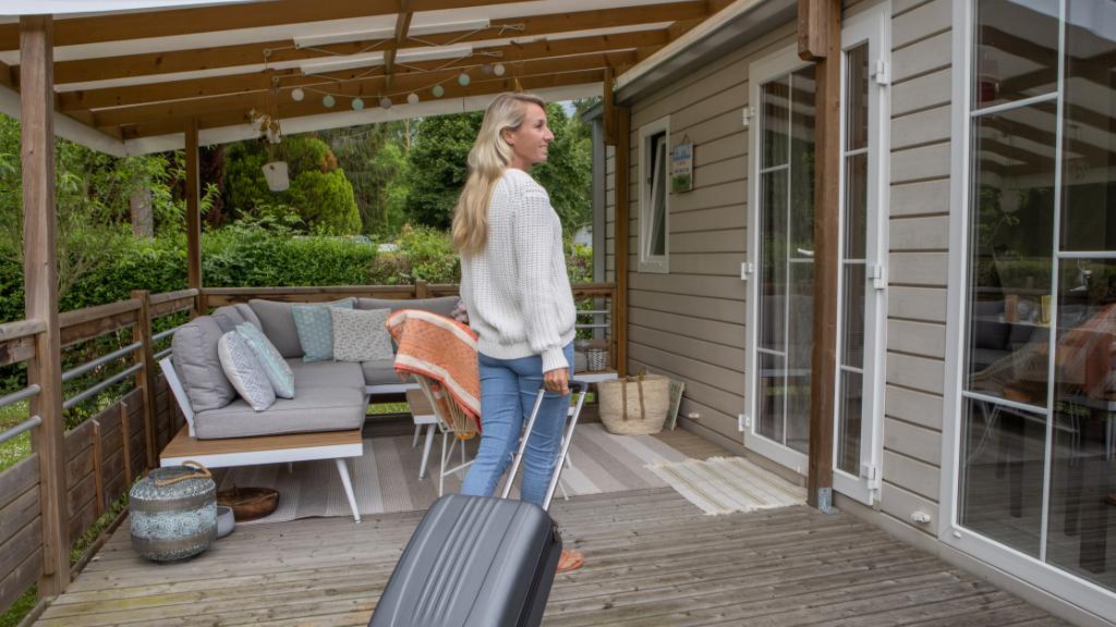 woman entering vacation rental